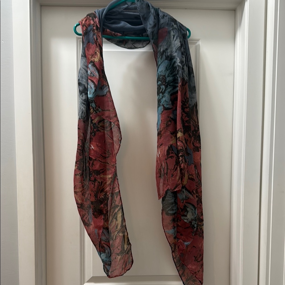 Gray and Red Artistic Wrap Scarf